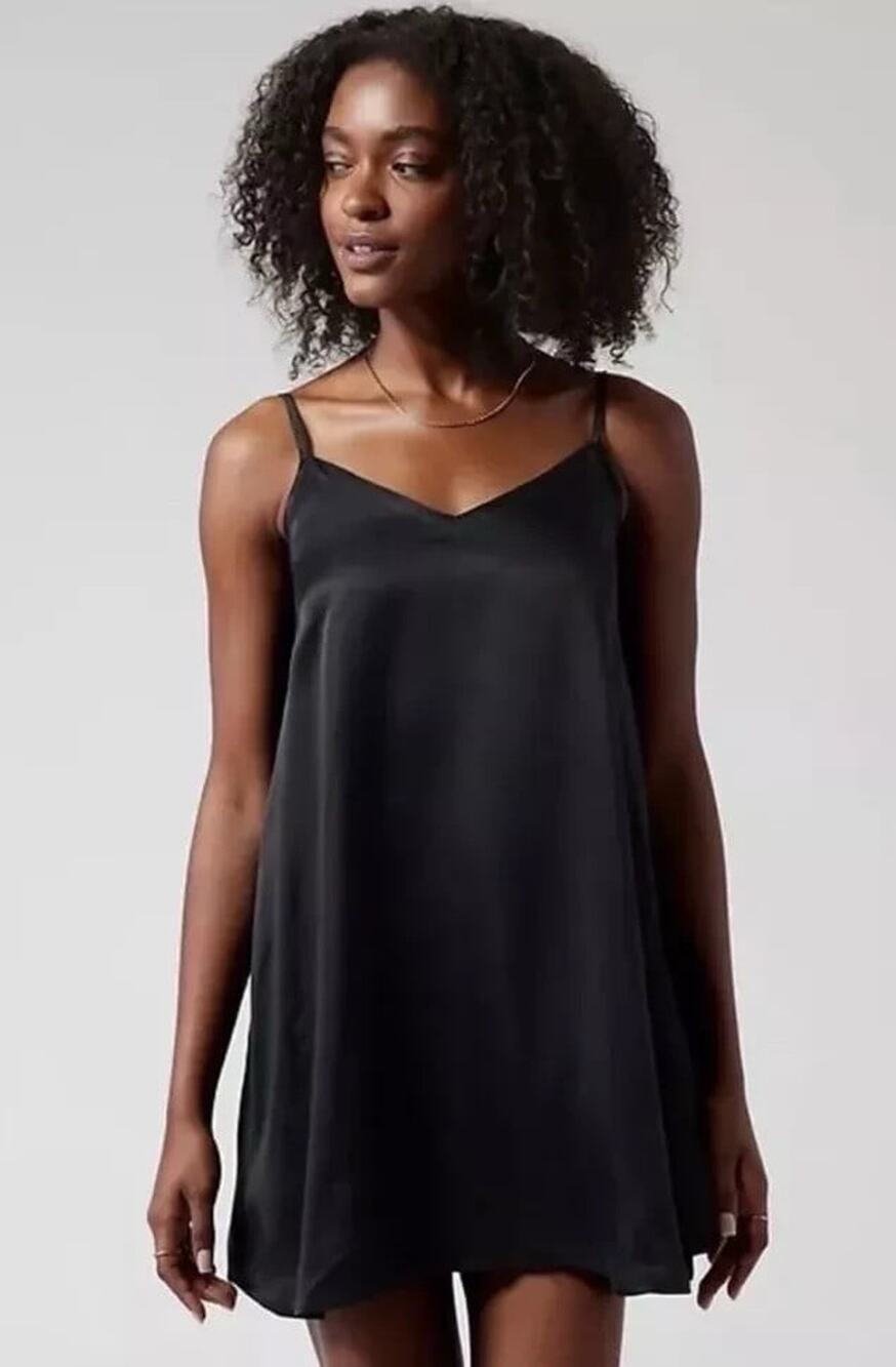 NWT Athleta Calm Cool Slip Dress, Black, sz Med